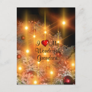 I Love My Wonderful Grandson Holiday Postcard