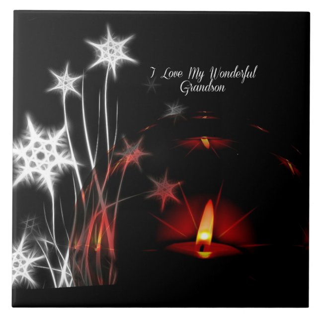 "I Love My Wonderful Grandson"  Tile (Front)