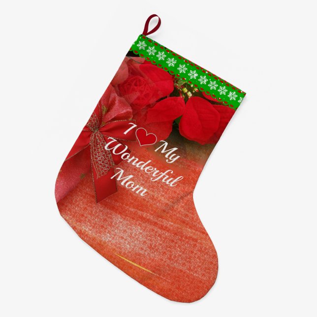 I Love My Wonderful Mum Large Christmas Stocking (Front (Hanging))