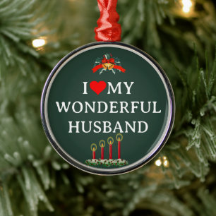 I Love my Wonderful Wife, Christmas, Metal Tree Decoration