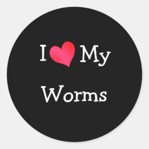 I Love My Worms Classic Round Sticker