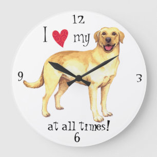 I Love my Yellow Lab Large Clock