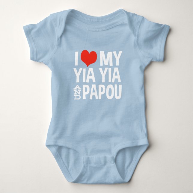 I Love My Yia Yia and Papou Baby Bodysuit (Front)