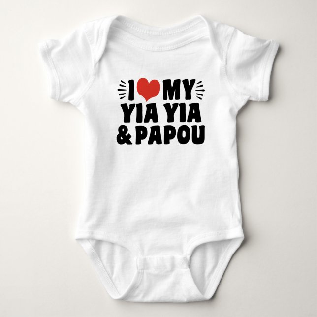 I Love My Yia Yia and Papou Baby Bodysuit (Front)