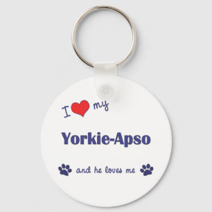 I Love My Yorkie-Apso (Male Dog) Key Ring