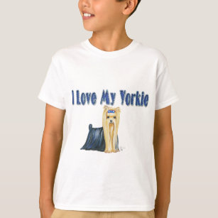I Love My Yorkie Art Dog Print T-Shirt