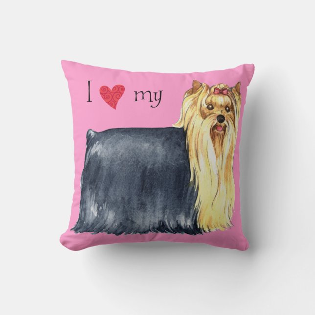 I Love my Yorkie Cushion (Front)