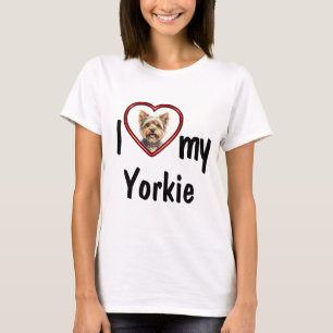 I Love My Yorkie - Cute Red Heart Dog Photo T-Shirt