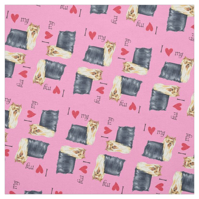 I Love my Yorkie Fabric (Swatch)