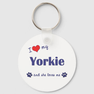 I Love My Yorkie (Female Dog) Key Ring