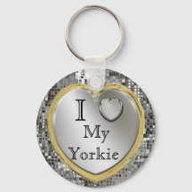 I Love My Yorkie Heart Keychain