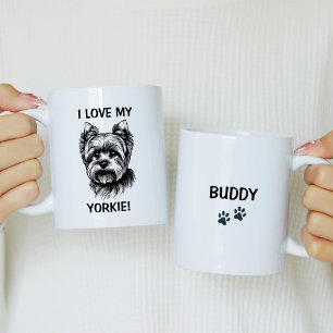 I Love My Yorkie Personalized with Yorkie Sketch Coffee Mug