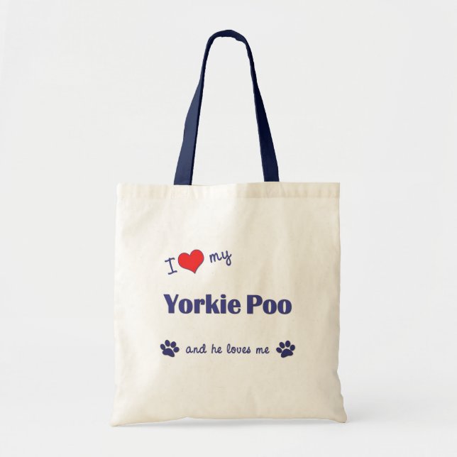 I Love My Yorkie Poo (Male Dog) Tote Bag (Front)