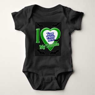 I Love My Zombie With Your Photo With Bats Baby Bodysuit