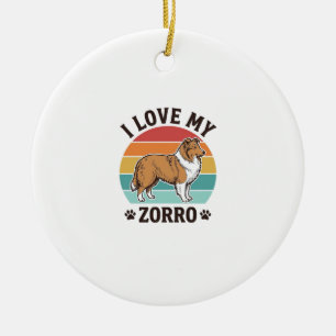 I Love My Zorro Vintage Dog Lover Design_1 Ceramic Tree Decoration