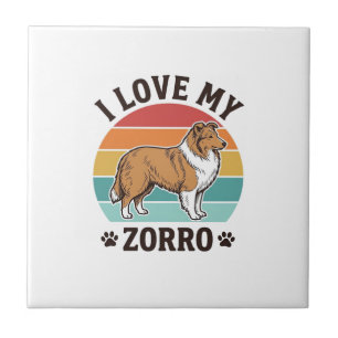 I Love My Zorro Vintage Dog Lover Design_1 Tile