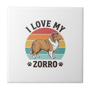 I Love My Zorro Vintage Dog Lover Design_1 Tile