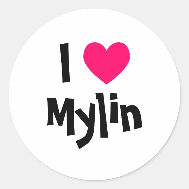I Love Mylin Classic Round Sticker (Front)