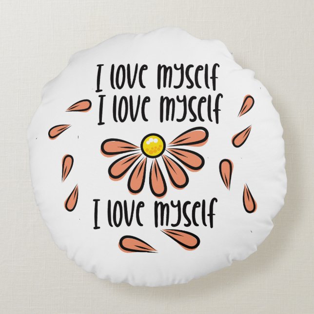 I love myself round cushion (Back)
