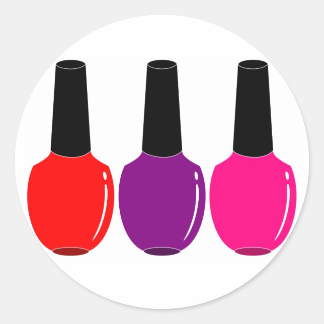 I Love Nail Polish Red Pink Purple Nail Polish Art Classic Round Sticker (Front)