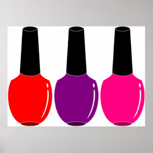 I Love Nail Polish Red Pink Purple Nail Polish Art Poster