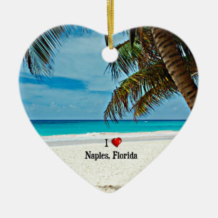 I Love Naples, Florida, tropical scenery Ceramic O Tree Decoration