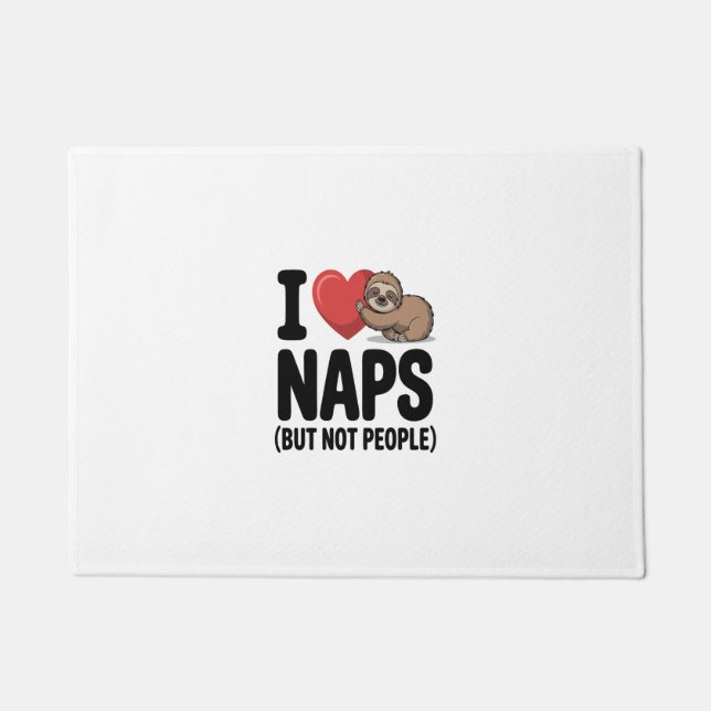 I Love Naps Cute Sloth Heart Doormat (Front)