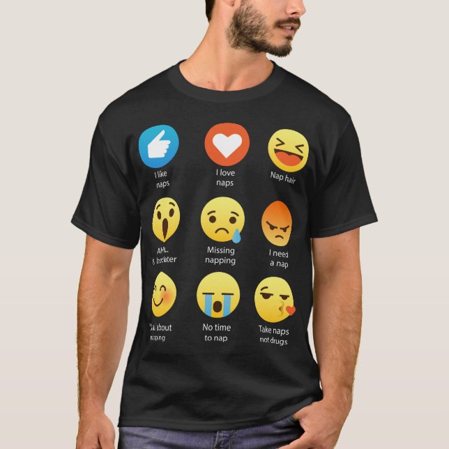 I Love Naps Emoji Emoticons Funny Graphic Tee (Front)