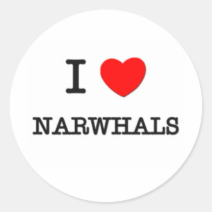 I Love NARWHALS Classic Round Sticker