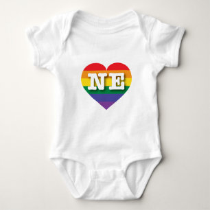 I Love Nebraska Rainbow Heart Baby Bodysuit