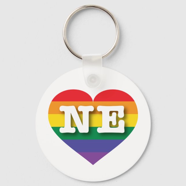 I Love Nebraska Rainbow Heart  Key Ring (Front)