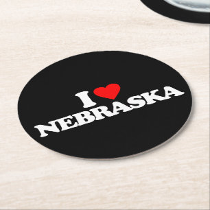 I LOVE NEBRASKA ROUND PAPER COASTER