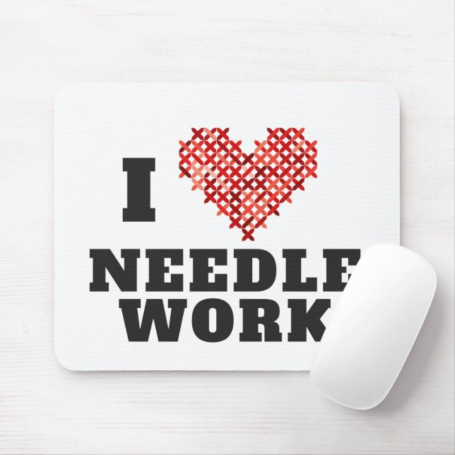 I Love Needlework Mouse Pad (With Mouse)