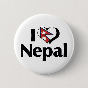 I Love Nepal Flag 6 Cm Round Badge