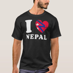 I Love Nepal Heart Flag Nepal T-Shirt