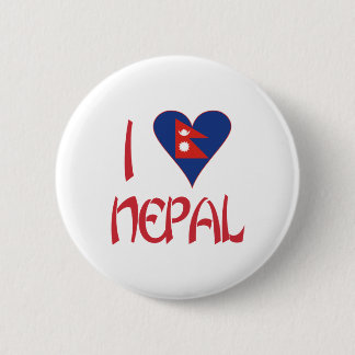 I Love (Nepalese Heart Flag) Nepal 6 Cm Round Badge