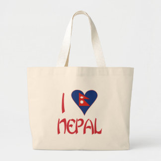 I Love (Nepalese Heart Flag) Nepal Large Tote Bag