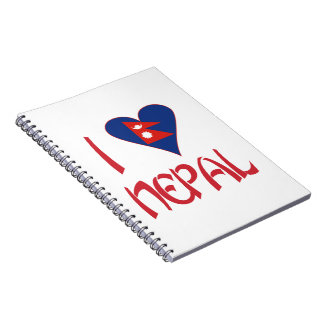 I Love (Nepalese Heart Flag) Nepal Spiral Notebook