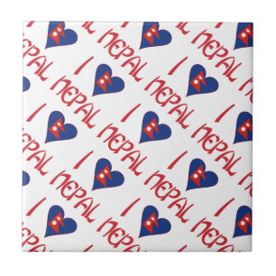 I Love (Nepalese Heart Flag) Nepal Tiled Tile