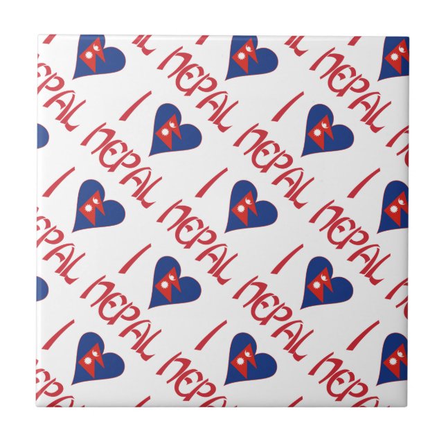 I Love (Nepalese Heart Flag) Nepal Tiled Tile (Front)