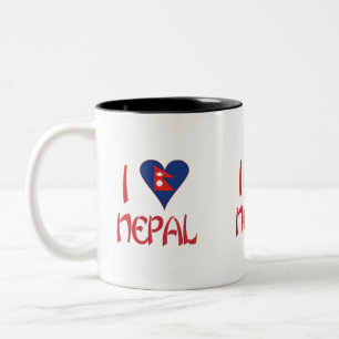 I Love (Nepalese Heart Flag) Nepal Two-Tone Coffee Mug