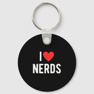 I Love Nerds Funny Geeky Graphic Heart Nerd  Key Ring