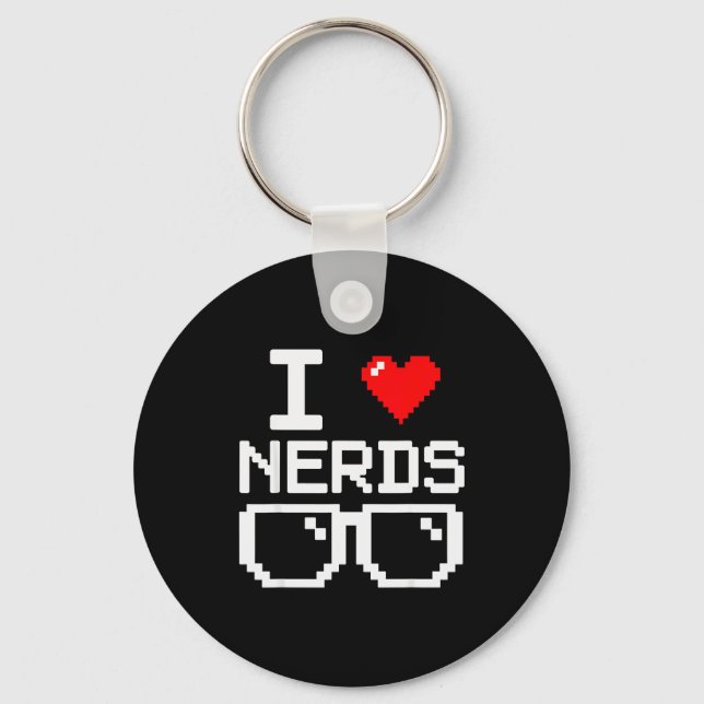 I Love Nerds I Heart Nerds For Science Book Knowle Key Ring (Front)