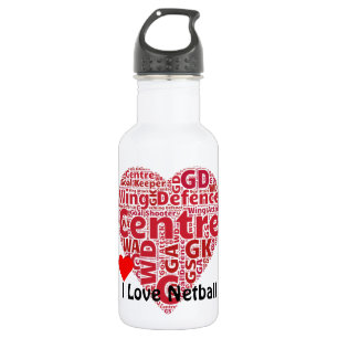 I Love Netball Centre Position Word Art 532 Ml Water Bottle