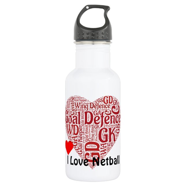 I Love Netball GD Position Word Art 532 Ml Water Bottle (Front)