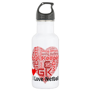I Love Netball Word Art Design 532 Ml Water Bottle
