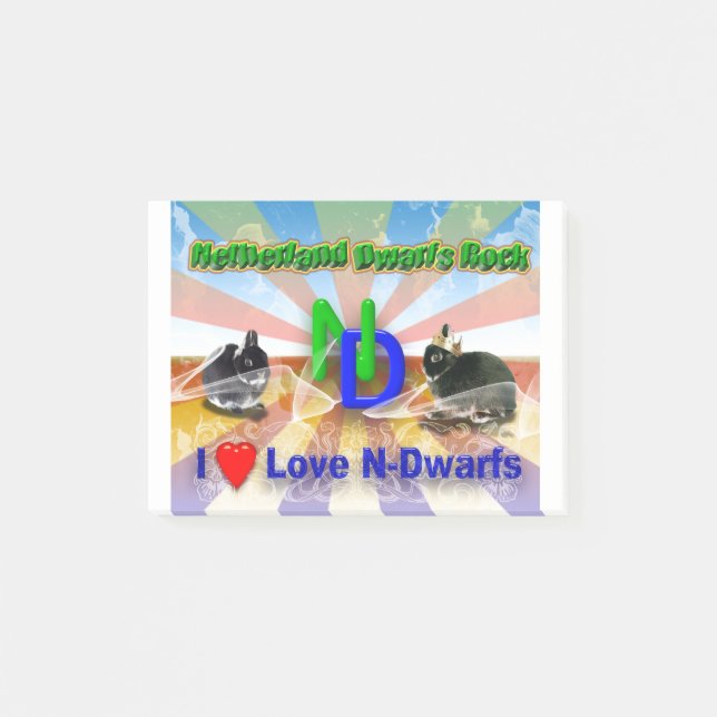 I love Netherland Dwarf Bunnies Post-it Notes (Front)