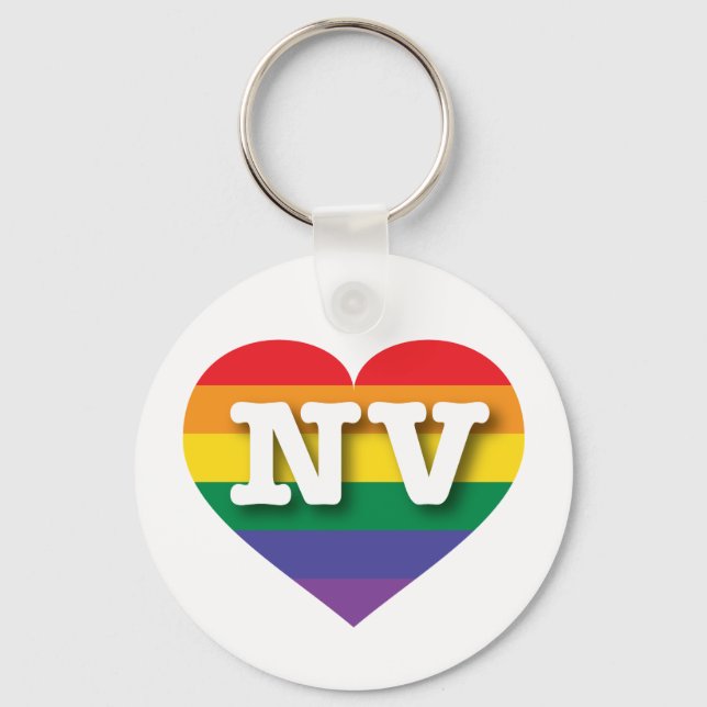 I Love Nevada Rainbow Heart Key Ring (Front)