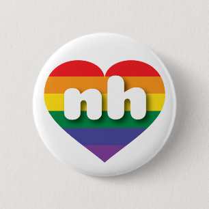 I Love New Hampshire Rainbow Heart 6 Cm Round Badge