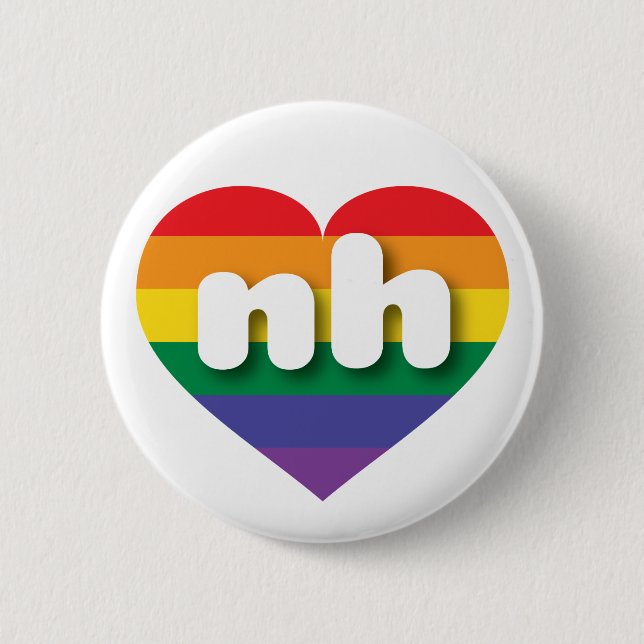 I Love New Hampshire Rainbow Heart 6 Cm Round Badge (Front)